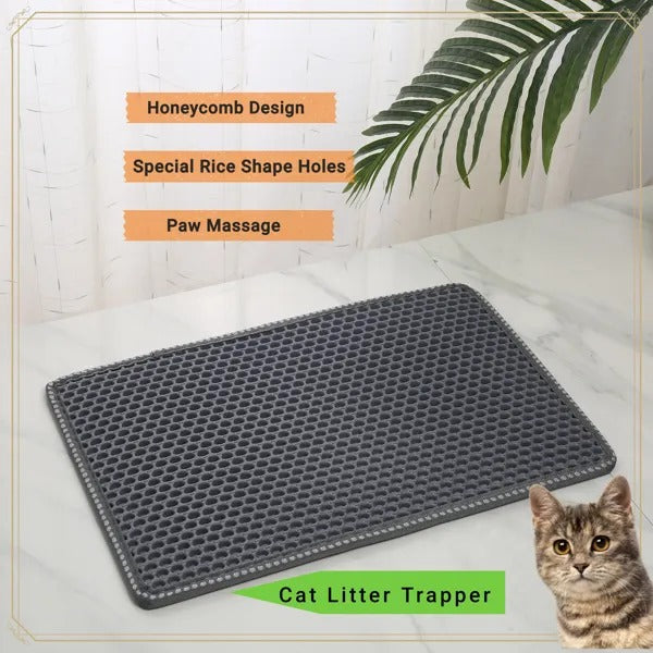 Cat Litter Trapping Mat - Double Layer Large Size, Easy Clean, Non-Slip