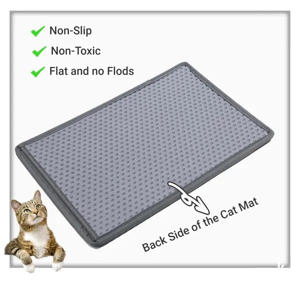 Cat Litter Trapping Mat - Double Layer Large Size, Easy Clean, Non-Slip