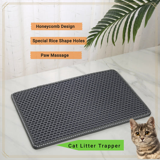 Cat Litter Trapping Mat - Double Layer Large Size, Easy Clean, Non-Slip
